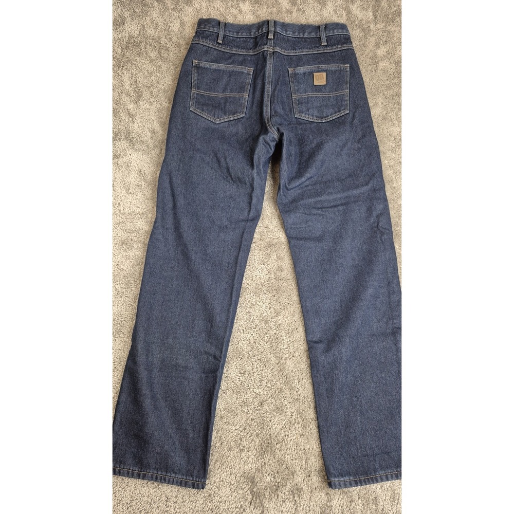 Outback‎ Rider flannel lined insulated blue jeans 33x32 100% Cotton Dark Wash